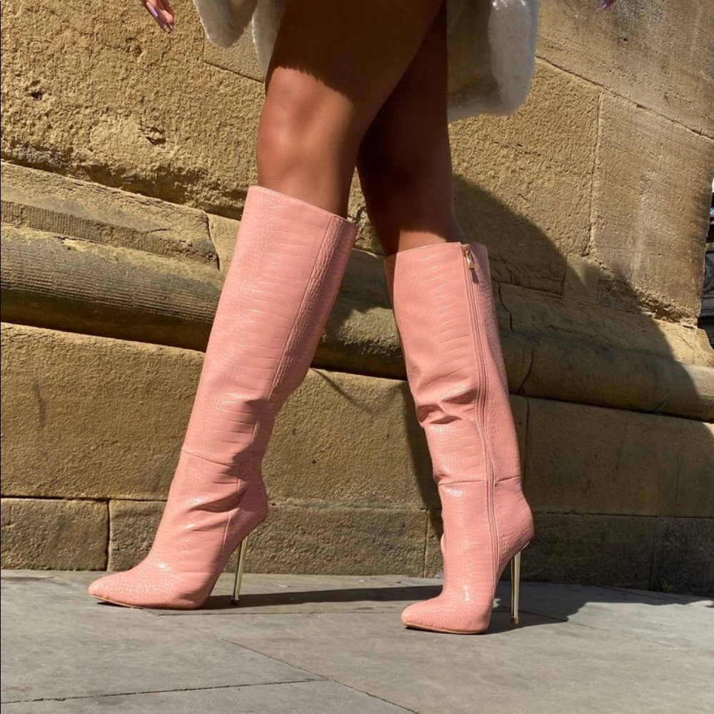 Pink Ego Knee Length Boots